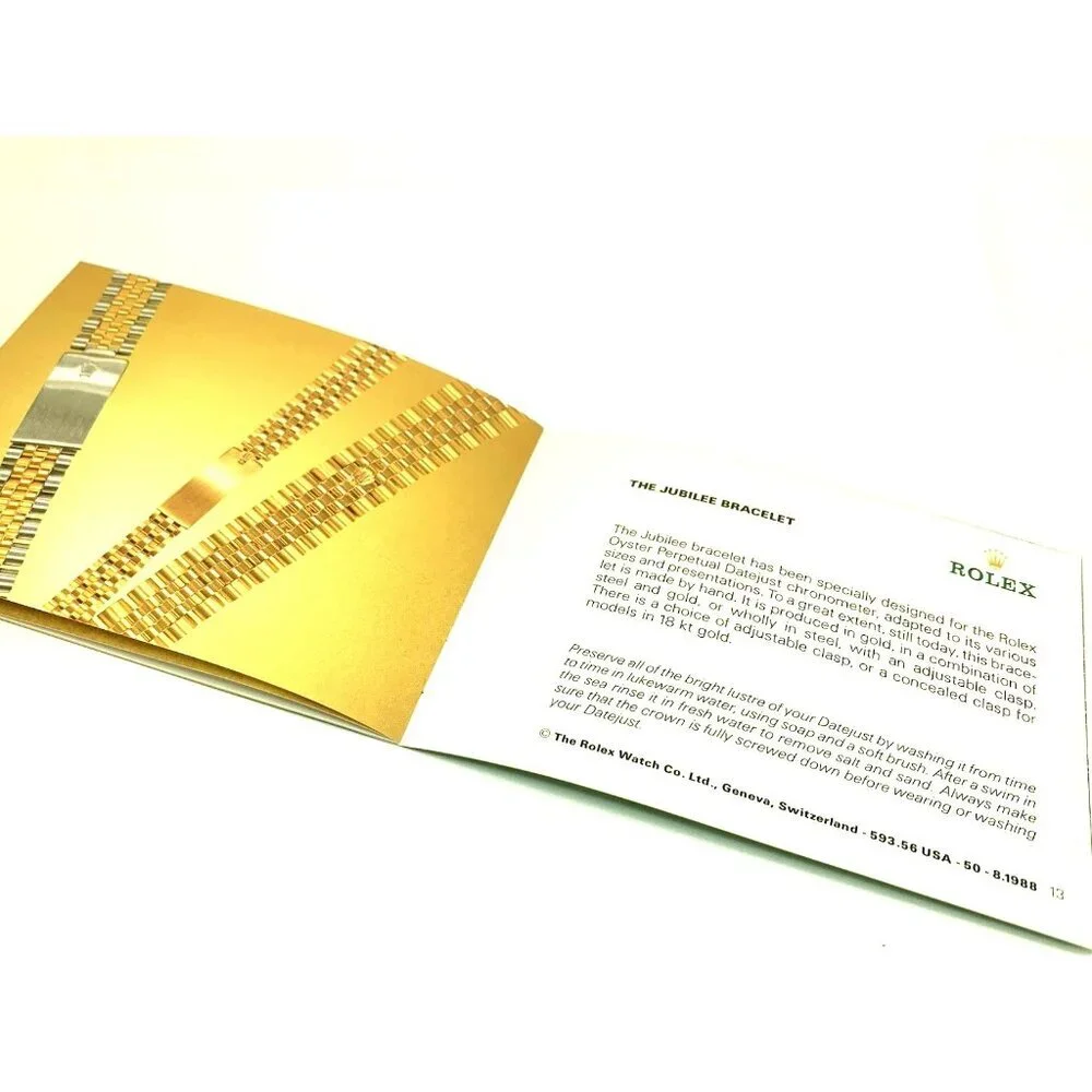Authentic Rolex Datejust 80's Vintage 1988 Green Booklet Manual 593.56
